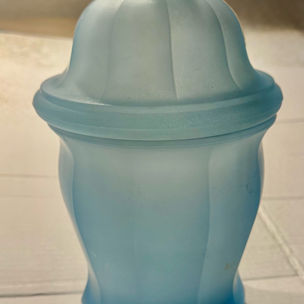 Vintage Blue Indian Glass Jar